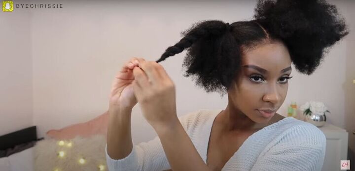 4 really quick easy natural hairstyles plus 1 that s extra, Twist hair into buns