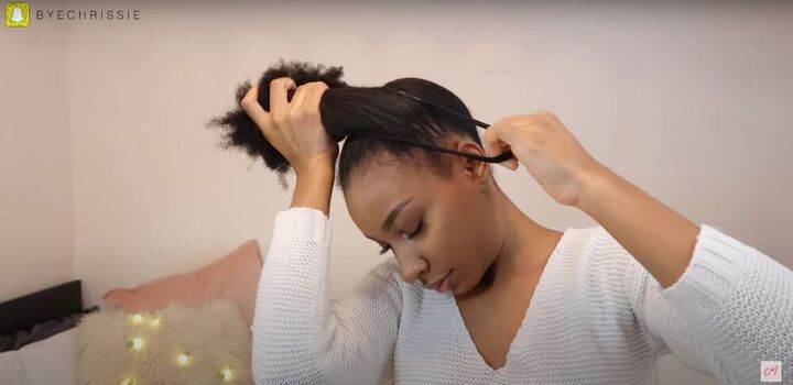 4 really quick easy natural hairstyles plus 1 that s extra, Tie hair in place