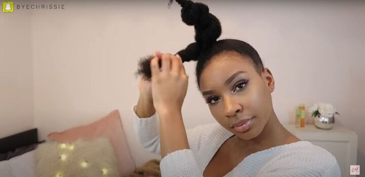 4 really quick easy natural hairstyles plus 1 that s extra, Twist hair in two sections