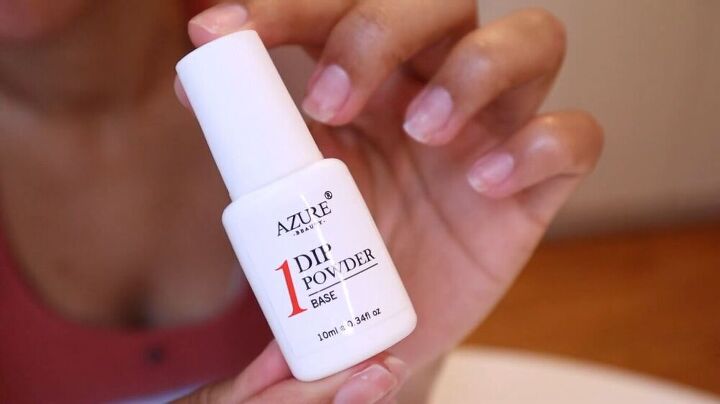 how to do diy dip powder nails at home easy beginner tutorial, DIP powder base coat