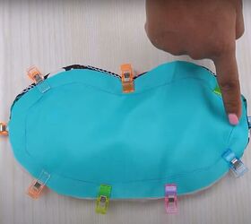 crazy easy tutorial shows how to make a sleep mask in just 10mins, Pinning and sewing the sleep mask edges