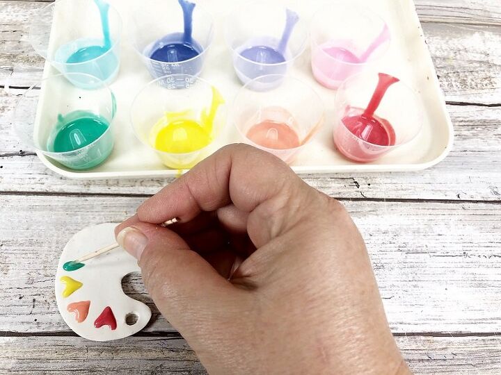 rainbow painters palette keyring with sculpey