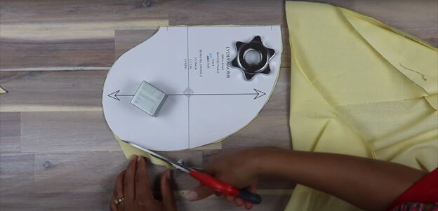 how to sew a beautiful cecilie bahnsen dress out of an old bedsheet, Cutting out the dress pattern