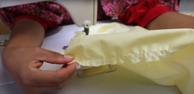 how to sew a beautiful cecilie bahnsen dress out of an old bedsheet, Sewing the sleeves