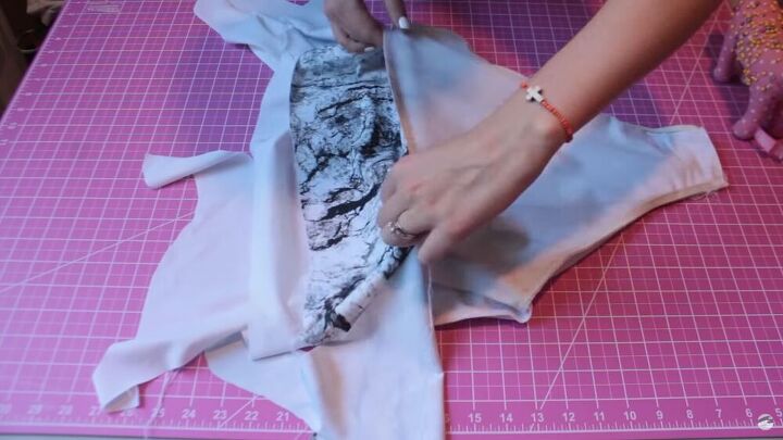 how to make a diy swimsuit cute bow tie one piece edition, Lining up the swimsuit