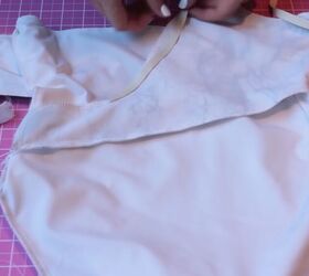 how to make a diy swimsuit cute bow tie one piece edition, Sewing the elastic onto the top