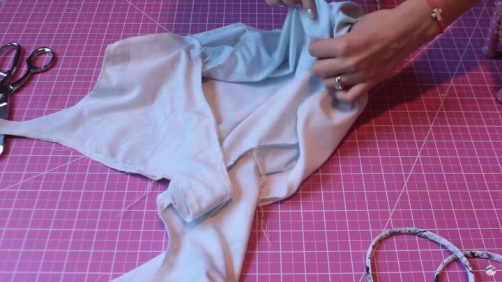 how to make a diy swimsuit cute bow tie one piece edition, Attaching the straps to the swimsuit
