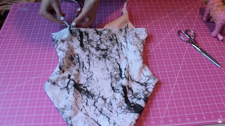 how to make a diy swimsuit cute bow tie one piece edition, Threading the swimsuit straps