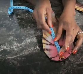 how to easily make sandals from old flip flops contact cement, Measuring the straps