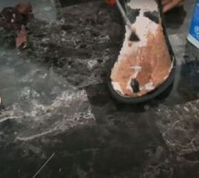 how to easily make sandals from old flip flops contact cement, Applying the contact cement