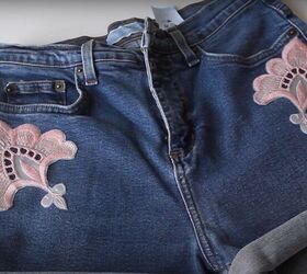 make your own adorable jean shorts with patches without sewing, DIY patch denim shorts