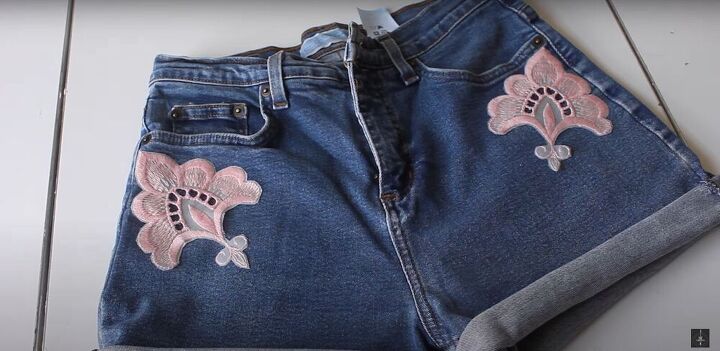 make your own adorable jean shorts with patches without sewing, DIY patch denim shorts