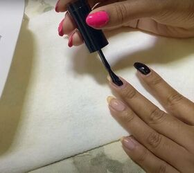 try this easy cherry blossom nail art to create blissful sakura nails, Applying black gel nailpolish