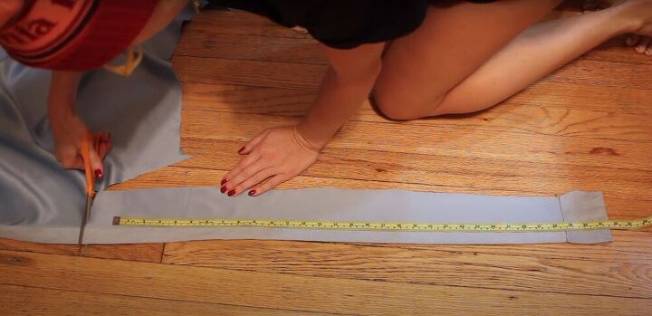 how to make a fabulous a line skirt out of an abandoned curtain, Cutting the skirt waistband out of the fabric