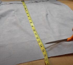 how to make a fabulous a line skirt out of an abandoned curtain, Trimming the bottom of the skirt
