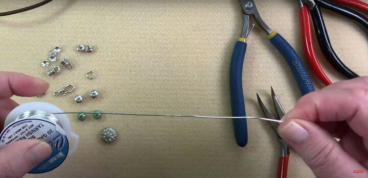 this simple tutorial makes pretty leather bracelets with beads, Cutting the wire