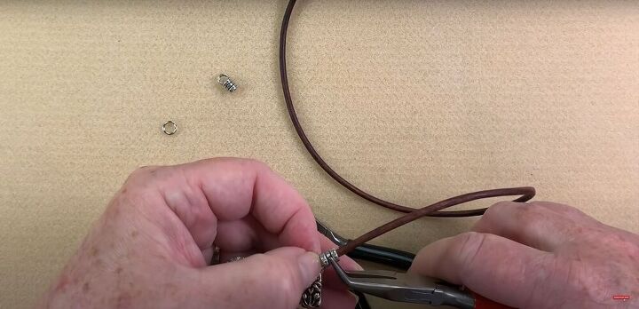 this simple tutorial makes pretty leather bracelets with beads, Attaching the leather bracelet cord