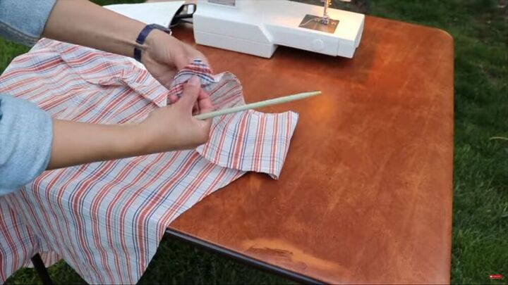 how to make a diy wrap skirt pattern using your own body, Turning the extensions right sides out