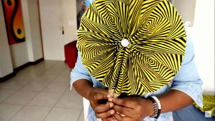 want to beat the heat make this colorful ankara fabric fan, How to make a fan with fabric tutorial