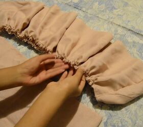 try this diy easy ruffle skirt tutorial to make a flouncy summer skirt, Gathering the ruffles