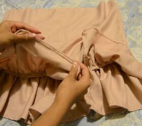 try this diy easy ruffle skirt tutorial to make a flouncy summer skirt, Hemming the bottom of the ruffle skirt