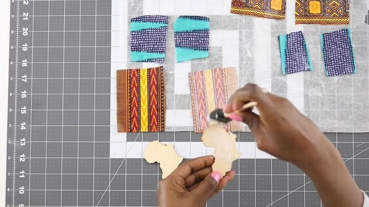 how to make creative fabric covered wood earrings from scraps, Gluing the wooden pieces