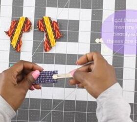 how to make creative fabric covered wood earrings from scraps, Adding the earring clip
