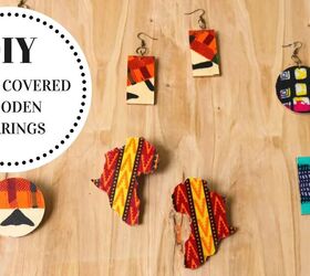 how to make creative fabric covered wood earrings from scraps, Fabric covered wood earrings