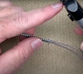 how to make macrame bracelets with rhinestone detail easy tutorial, Using a thread zapper to burn the frayed ends