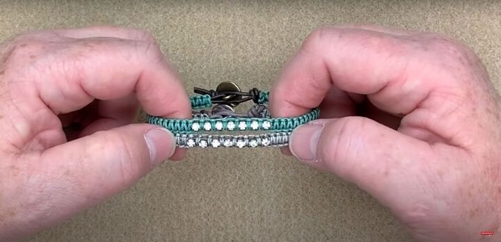 how to make macrame bracelets with rhinestone detail easy tutorial, Handmade macrame bracelets