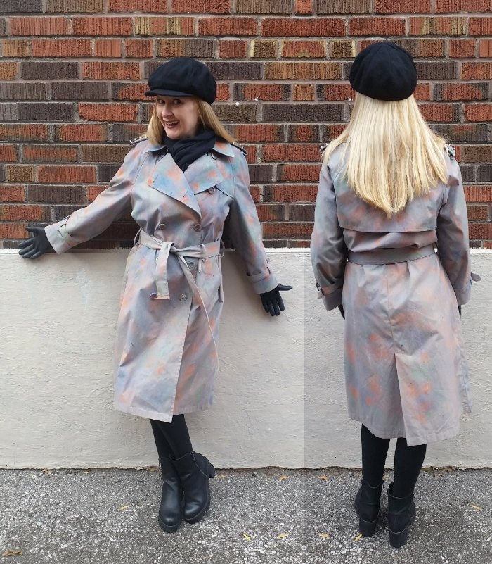 diy studded dyed vintage trench coat refashion