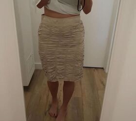 improve an old skirt with a sparkly rhinestone chain belt, Thrifted midi skirt