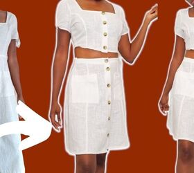 discover how to turn an old dress into a pretty diy two piece set, DIY two piece set tutorial