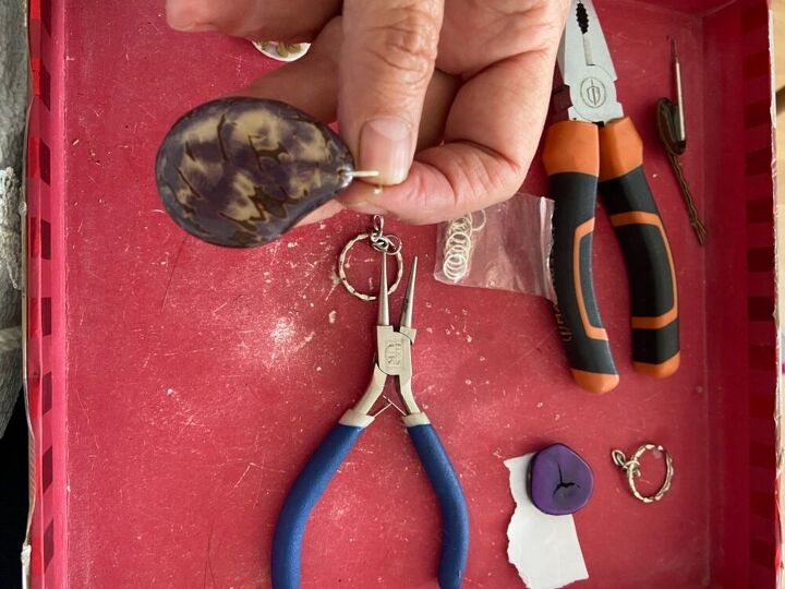how to make your own eco friendly nut key ring, Thread jump ring into nut
