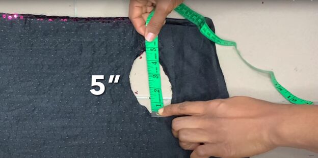 how to make a one shoulder dress out of fabric easy no sew tutorial, Measuring the arm hole