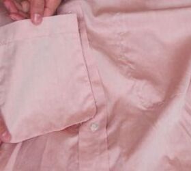 how to make a top from a men s shirt diy vintage blouse tutorial, Seam ripping the pocket