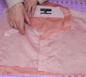 how to make a top from a men s shirt diy vintage blouse tutorial, Creating the neckline facing