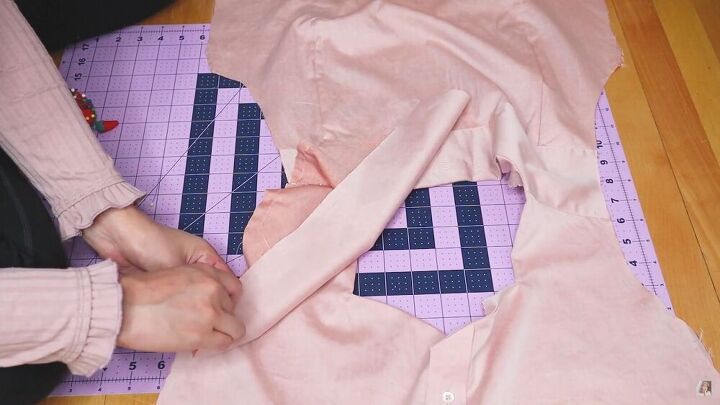 how to make a top from a men s shirt diy vintage blouse tutorial, Pinning the sleeves to the bodice