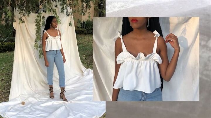 this easy summer ruffle top tutorial is perfect for sewing beginners, The finished product from my ruffle top tutorial
