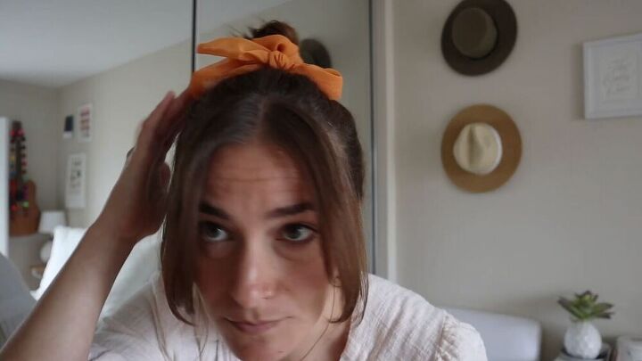 how to make your own hair ties plus 11 pretty hair bow styles to try, DIY hair tie 2 basic bun with a bow