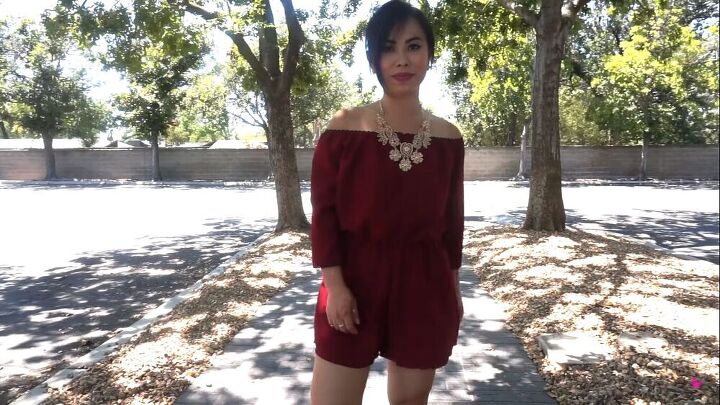 this diy romper is a really flattering look for the summer, DIY romper with long sleeves off the shoulder