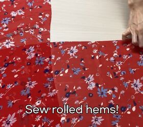 how to sew a floaty chiffon top perfect for hot weather, Rolling the hems of the fabric to sew