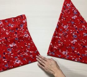 how to sew a floaty chiffon top perfect for hot weather, Folding the square fabric into quarters