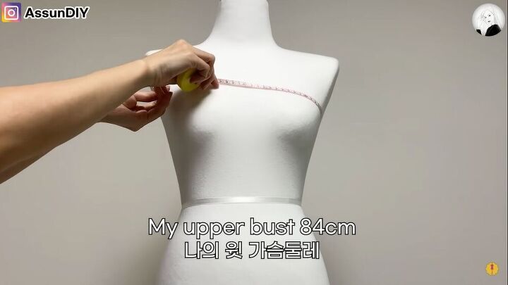 how to sew a floaty chiffon top perfect for hot weather, Measuring the upper bust on a mannequin