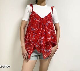 how to sew a floaty chiffon top perfect for hot weather, Wearing the pink floral chiffon top