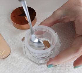 this diy tinted moisturizer is a quick easy way to use up old makeup, Mixing the DIY tinted moisturizer together