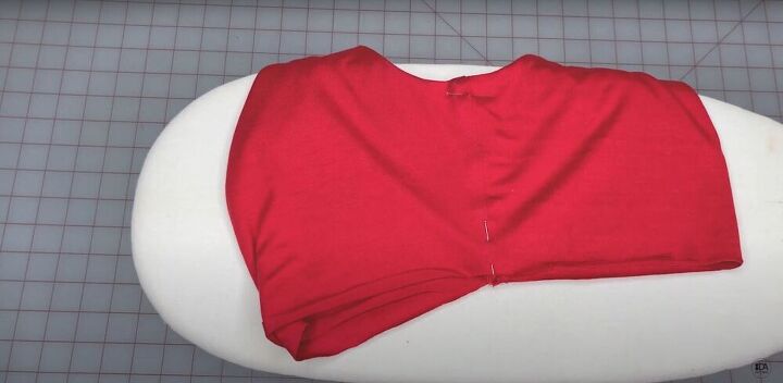 how to sew a crop top from scratch simple step by step tutorial, Pinning the side seams of the crop top