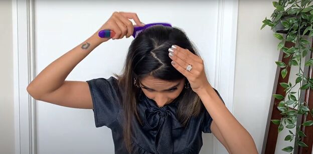 how to style a lob 6 easy long bob hairstyles, Create a zig zag part in your hair