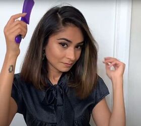 how to style a lob 6 easy long bob hairstyles, Parting hair to the side with a comb