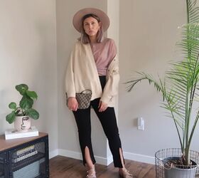 7 summer pants outfits that show off the season s latest trends, Sheer top jacket split pants and hat